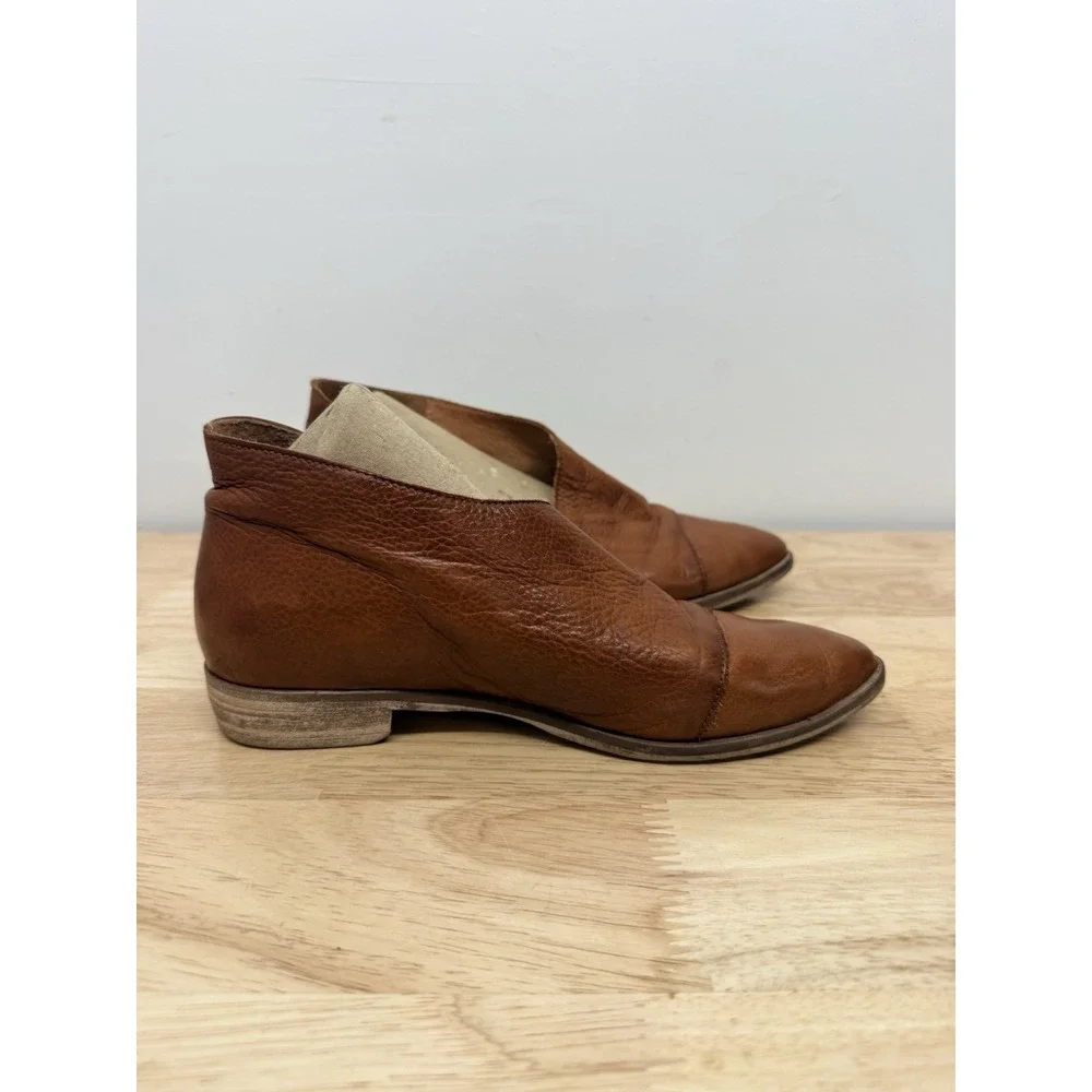 Free People Women Leather Shoe Royale Flat Brown Mule Boho Pointed EU 37 US 7#14